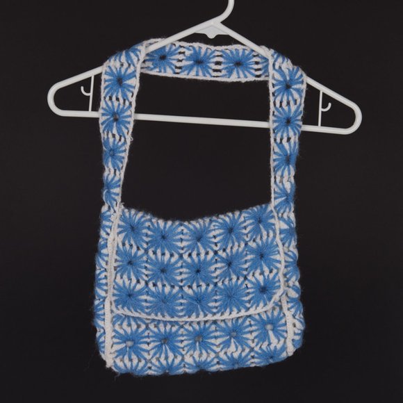 Handmade Handbags - Vintage Blue & White Granny Square Handbag Purse